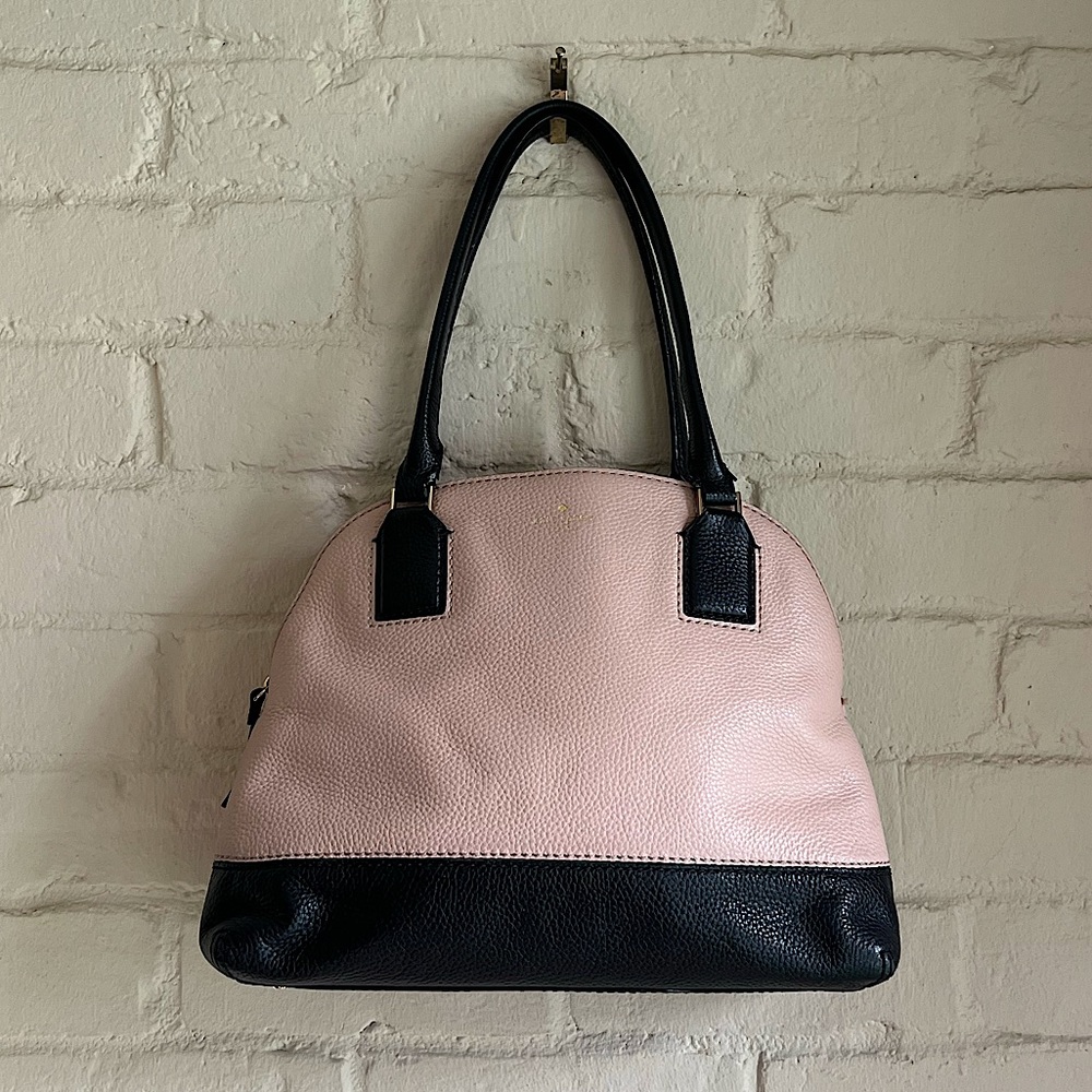 Kate Spade black & nude light pink leather shoulder bag contemporary